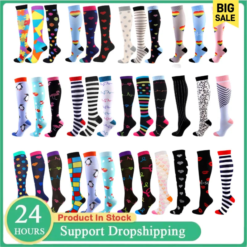 Knee High Compression Socks 20-30mmHg – 3 Pairs for Diabetes, Varicose Veins, Edema, Nurse & Running