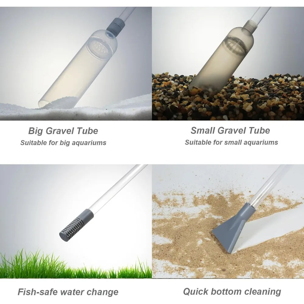 Aquarium Siphon Vacuum Cleaner Tool Set – Fish Tank Gravel & Sand Cleaning with Extension Tube
