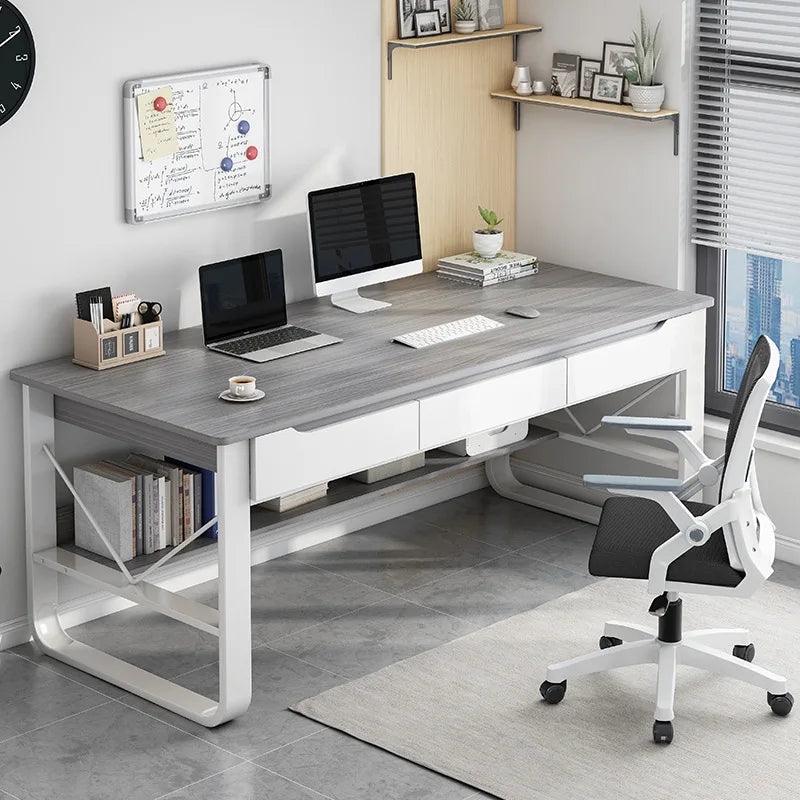 Multifunctional Computer Desk with Drawers — Metal Frame Student Study Desk, Multiple Sizes & Finishes