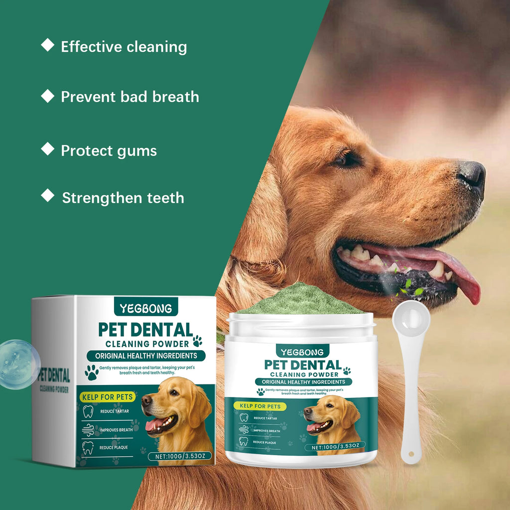 Fresher Breath. Healthier Gums. — Pet Teeth Cleaning Powder for Dogs | 100g, Reduces Tartar & Plaque, Freshens Breath, Gum Protection