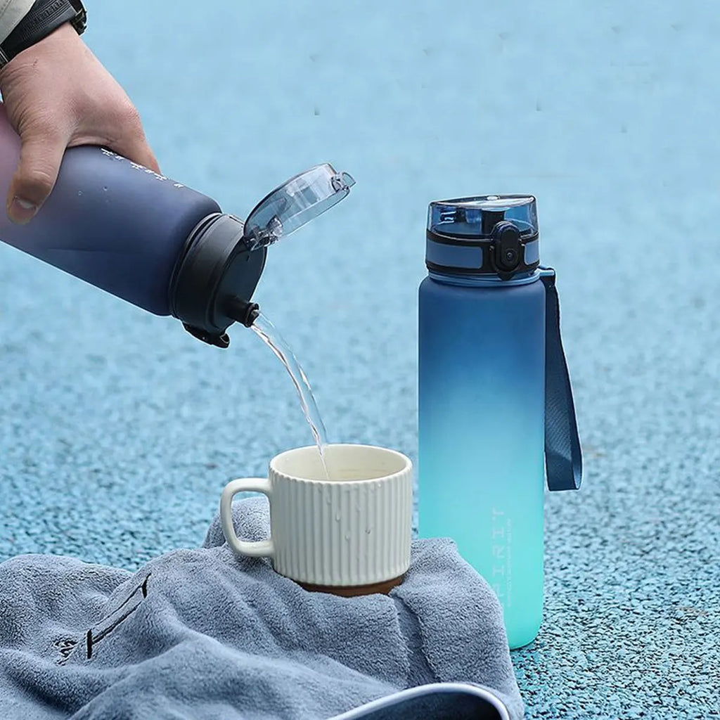 WIFEFUN Gradient Water Bottle 600ml/750ml/1000ml – BPA-Free PC, One-Button Flip Lid, Leakproof, Outdoor & Gym
