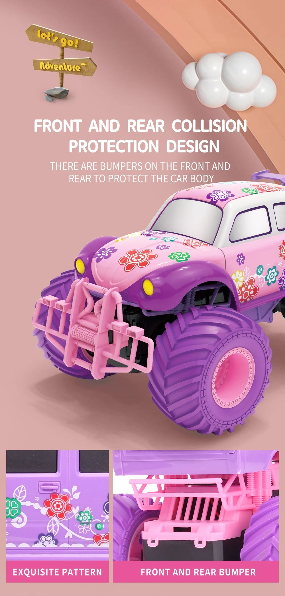 Pink RC Car Pickup Truck Electric Climbing Drop-resistant Stunt Remote Control Toy For Children Party Gift Christmas Ornament