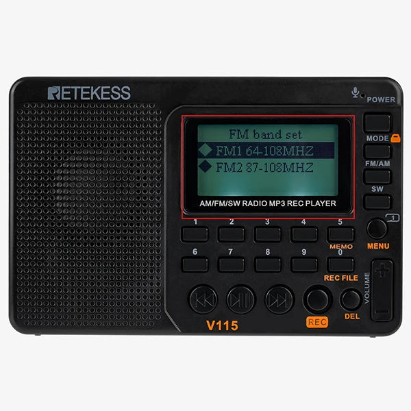 RETEKESS V115 Portable FM AM SW Radio — Rechargeable with USB