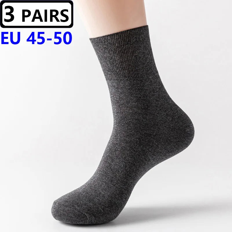 Plus Size Diabetic Varicose Vein Socks EUR 45–50 – 3 Pairs Cotton Loose Mouth Comfort Socks for Men & Women
