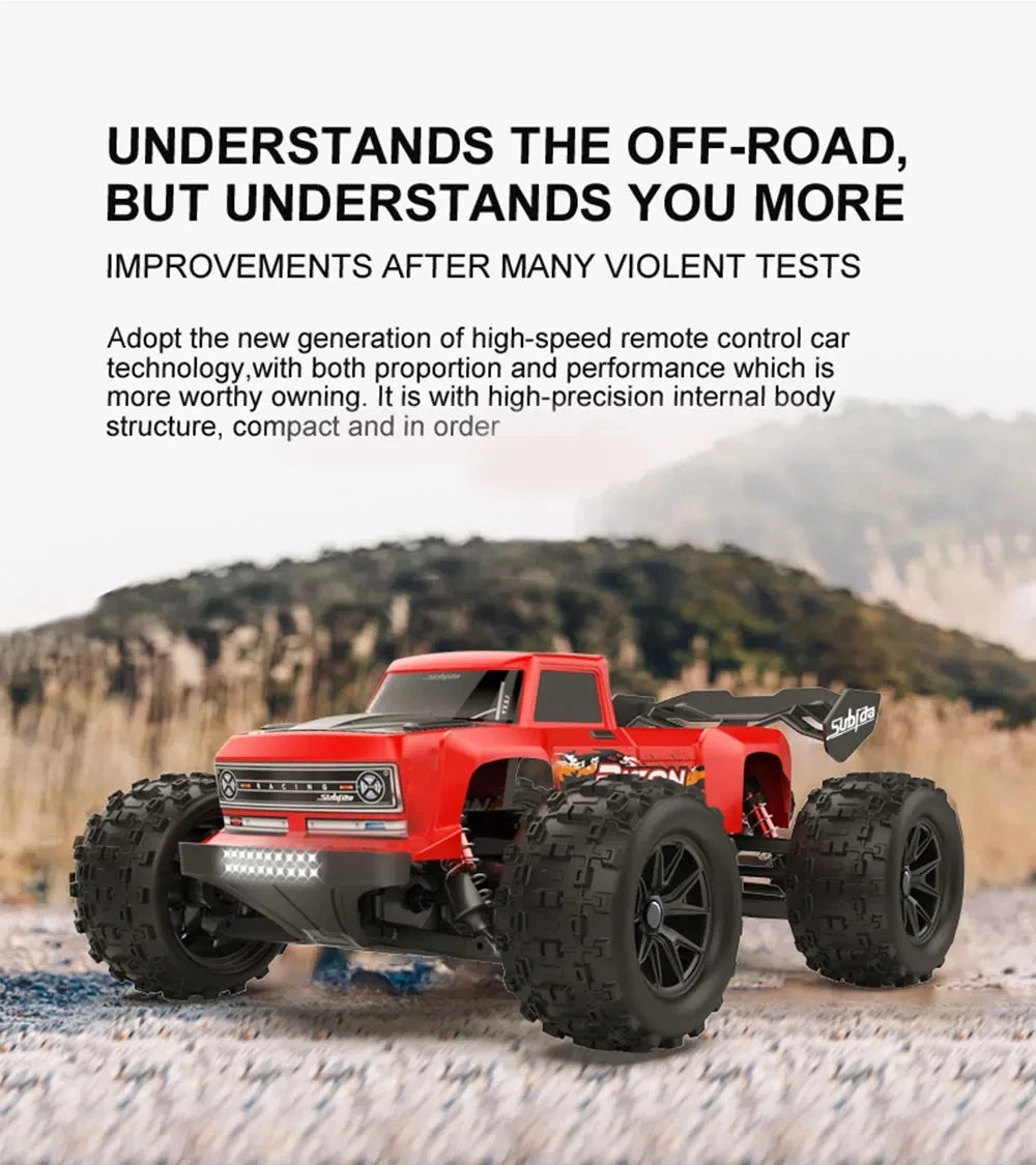 50KM/H 1:16 Scale 4WD RC Car with LED Lights – High Speed Off-Road Buggy Truck
