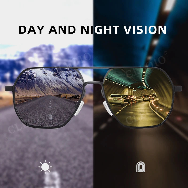 CLLOIO Anti-Glare Day & Night Vision Sunglasses | Polarized Photochromic UV400 Driving Glasses