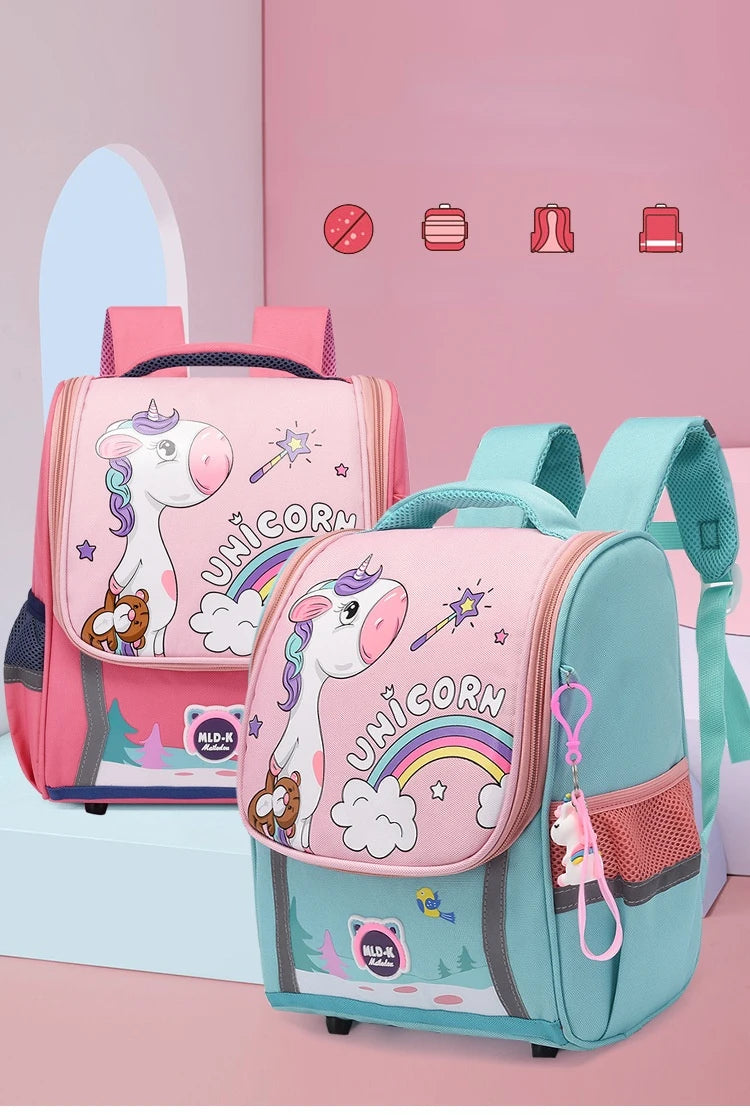 Unicorn School Backpack – Kids Canvas Bag & Size Options