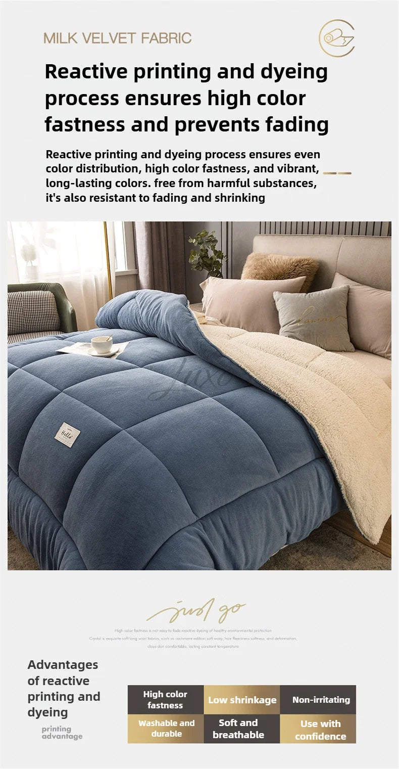 Thick Winter Fleece Blanket – Plush Faux Lamb Comfort