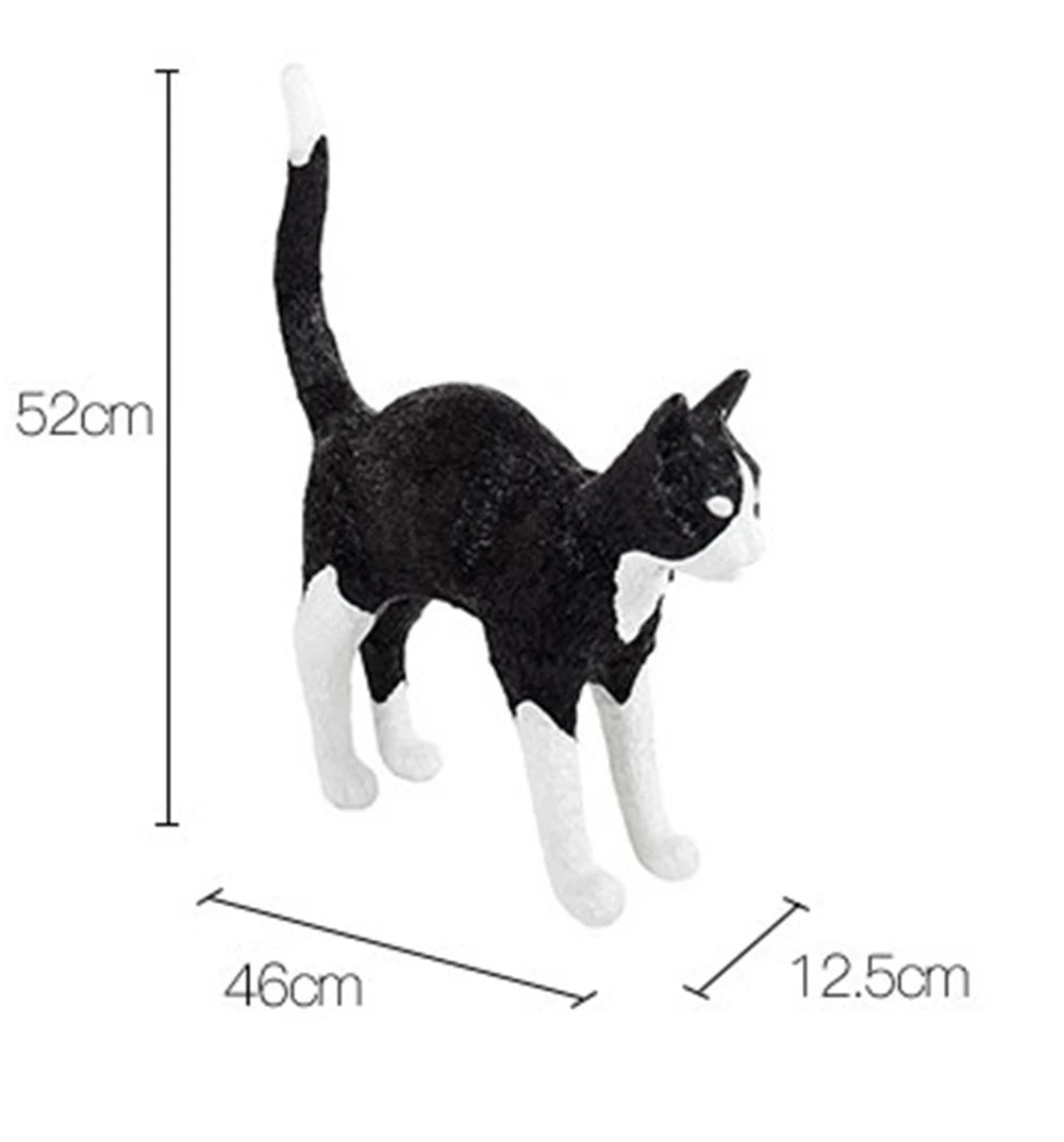 Cat Table Lamp – Resin Sculpture with Light-Up Eyes
