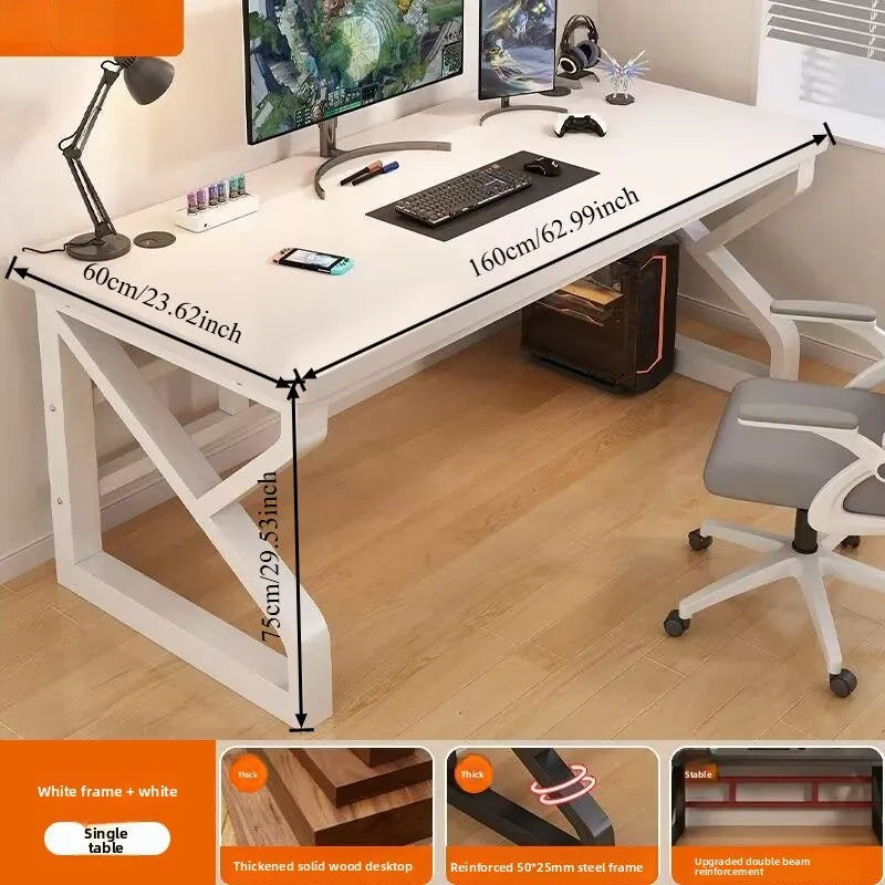 Solid Wood Core Gaming & Home Office Desk — E0 Eco-Friendly, Dual Cable Management, Multiple Sizes & Styles