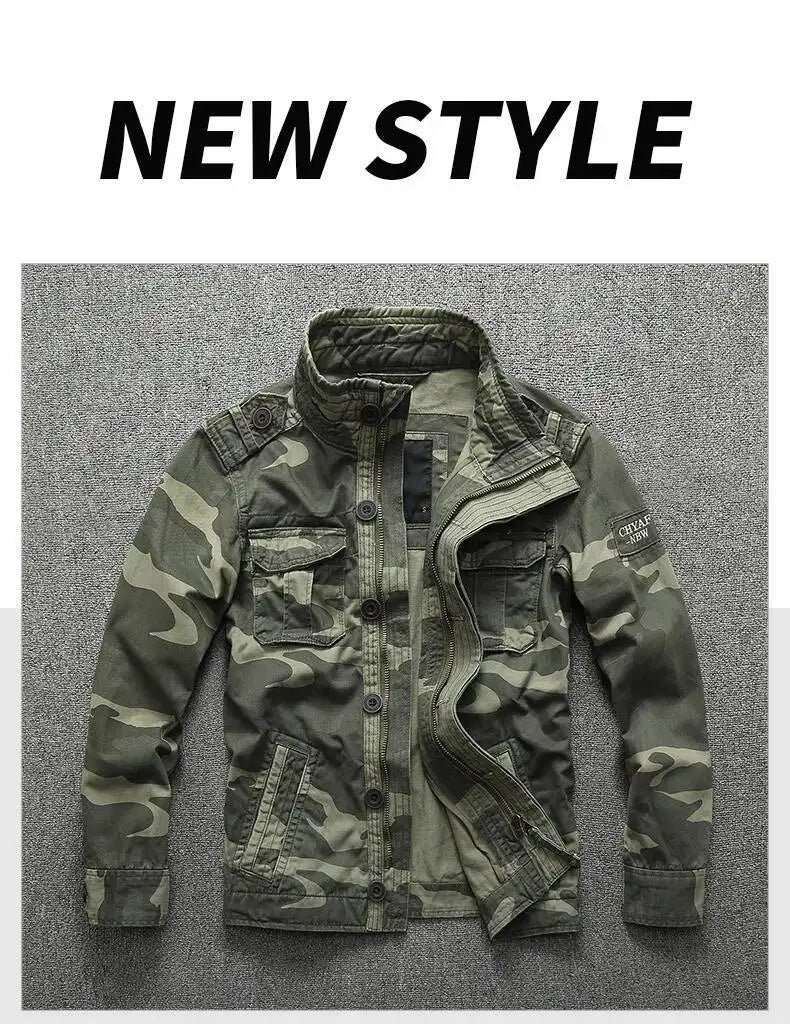 Men's Camouflage Cotton Work Jacket – Stand Collar