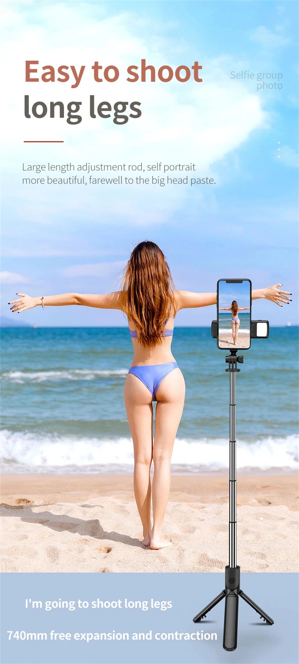 Smartphone Tripod Selfie Stick with Bluetooth Remote