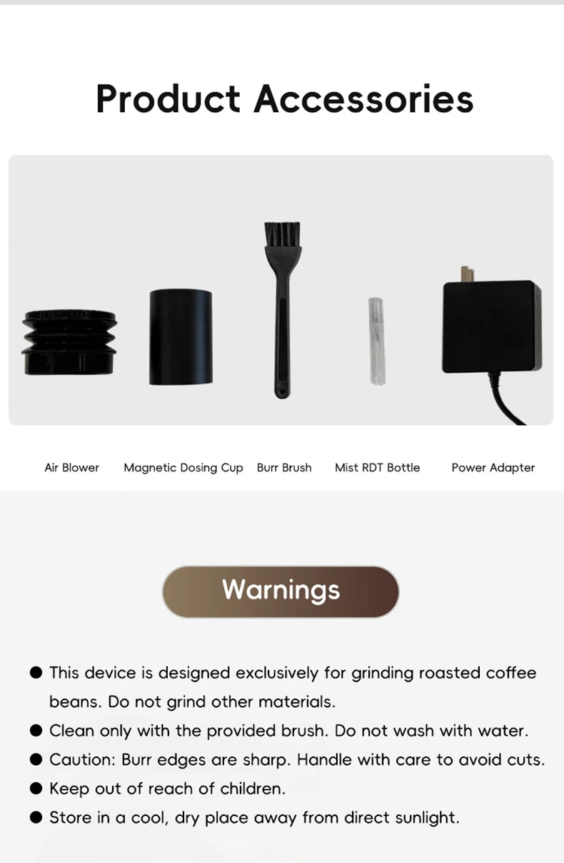 Electric Burr Coffee Grinder — 72W Conical Burr, 11+ Grind Settings, Aluminum Body