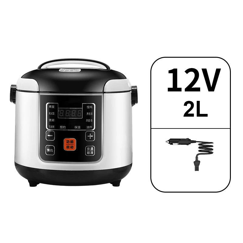 12V/24V Mini Car Rice Cooker 2L — Portable Truck Lunch Box Meal Heater & Food Steamer