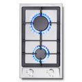 Stainless Steel 2-Burner Gas Hob – Automatic Flame Protection, Dual Fuel Natural Gas/Propane, Built-in or Freestanding, 2400W