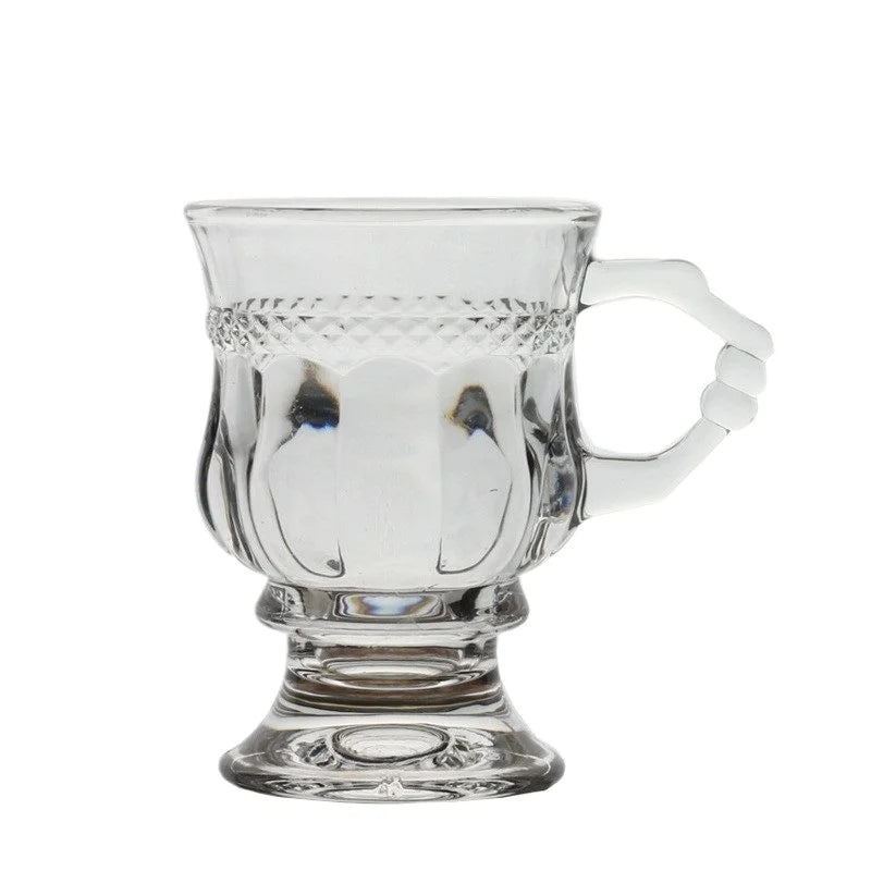 Vintage Embossed Glass Cup with Handle