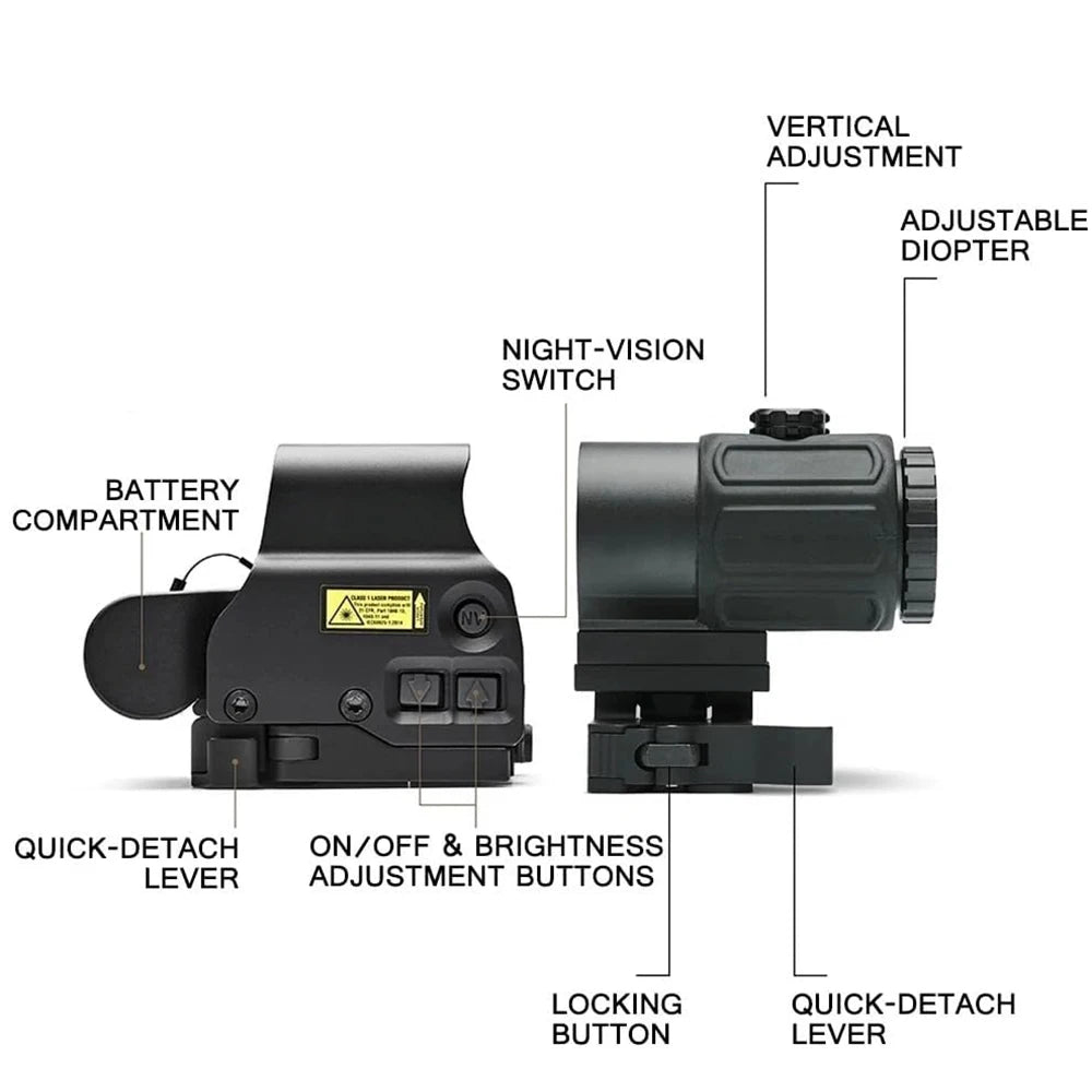 558 Holographic Red Dot Sight with G43 Magnifier — Tactical Hunting Optic, 20mm Rail Mount