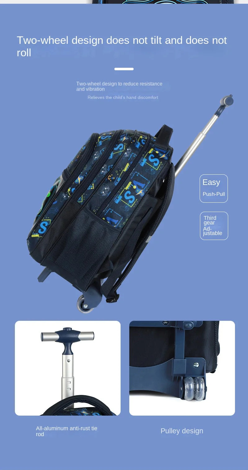 Rolling School Backpack – Boys Wheeled Book Bag