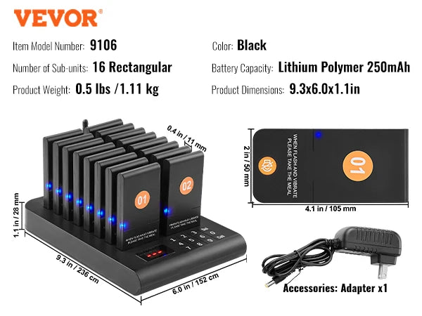 Wireless Restaurant Pager System — Guest Calling Beepers with Vibration & Flashing