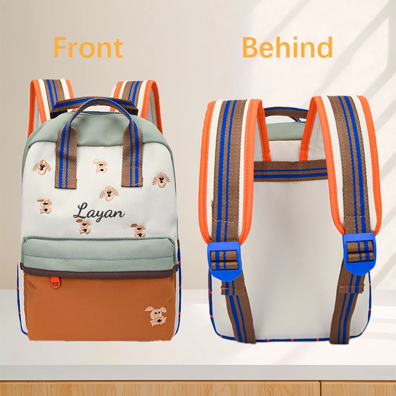 Custom Embroidered Heart Quilted Backpack – Personalized Cartoon Casual Bag