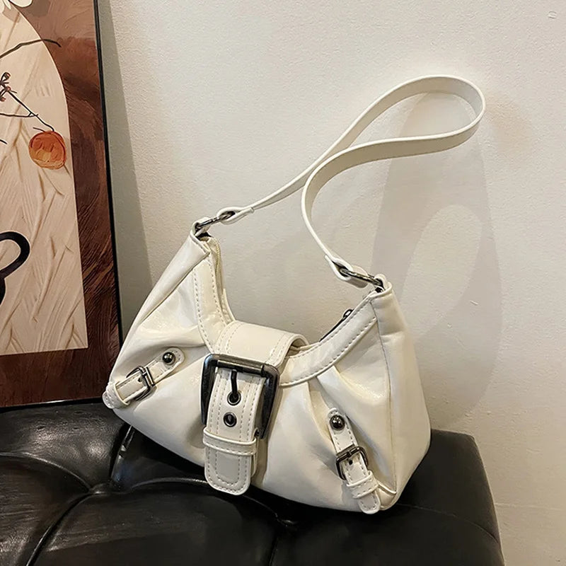 Y2K Retro Pleated Hobo Shoulder Bag – Maillard Style Underarm Clutch for Women