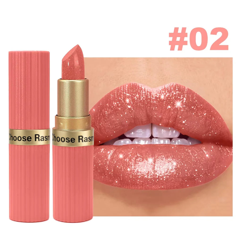 Pearlescent Glitter Velvet Lipstick — Waterproof Matte Shimmer Diamond Finish