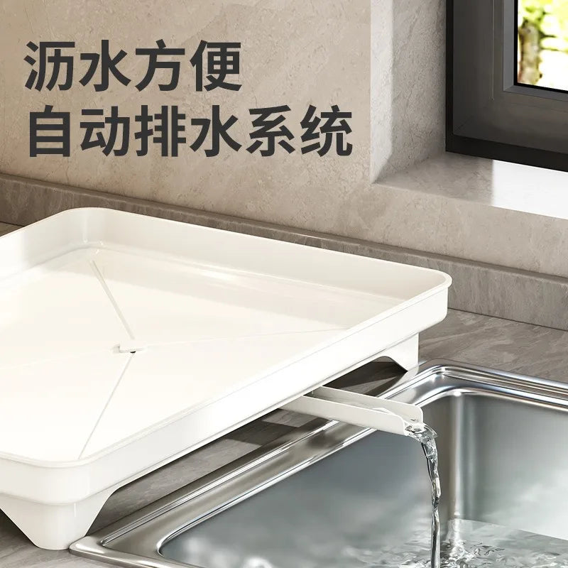 Multifunctional Stainless Steel Dish Drain Rack with Knife Holder – Countertop Bowl, Dish & Sink Organizer
