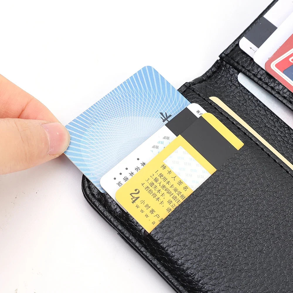 Super Slim PU Leather Card Wallet – Portable Mini Credit Card Holder for Men & Women