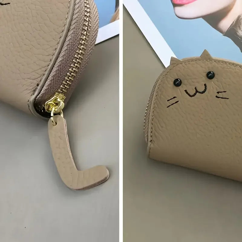 Cartoon Cat Shaped Wallet – Faux Leather Multi-Card Holder & Coin Purse for Women