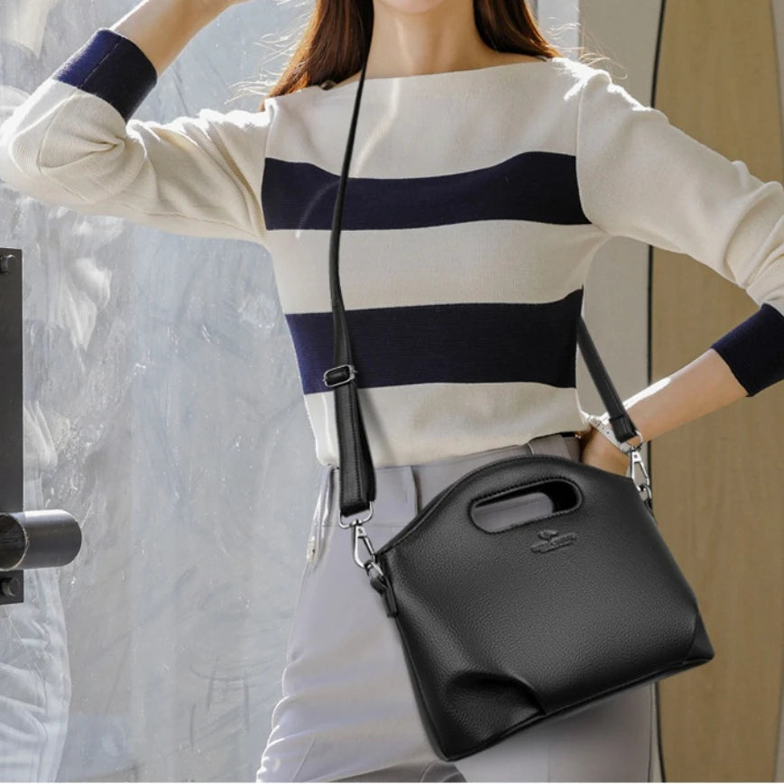 VANDERWAH Luxury Microfiber Leather Flap Shoulder Bag – Small Casual Tote Handbag for Women