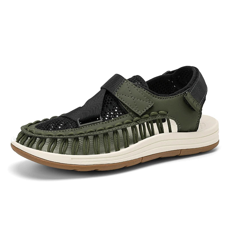 Men's Handmade Woven Beach Sandals – Breathable Casual Flat Sandals