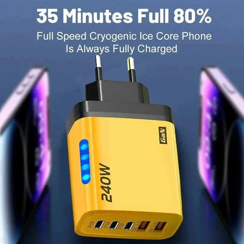 5-in-1 GaN Desktop Charger 240W — Multi-Port Fast Charging Station for All Devices