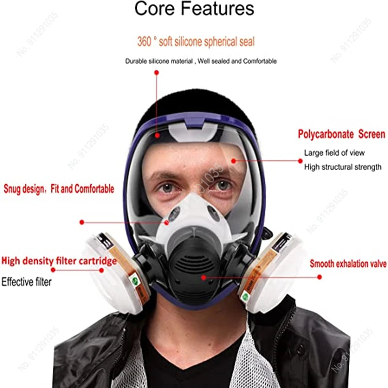 6800 Full Face Chemical Gas Mask Respirator