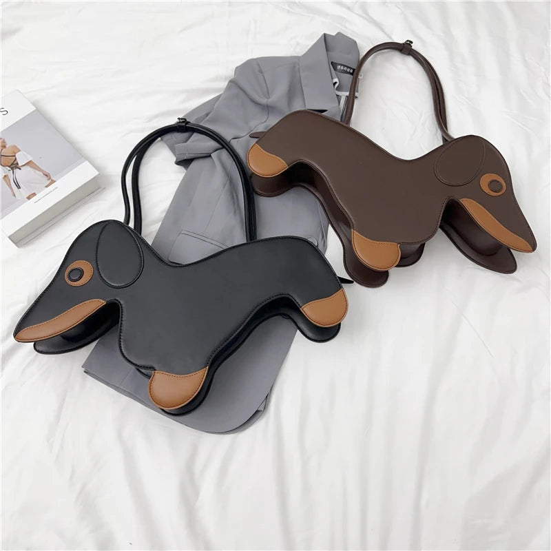Sausage Dog Novelty TPU Tote Bag – Cute Doll Top Handle Shoulder Bag for Women