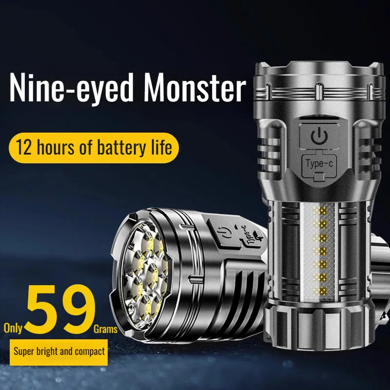 Mini LED Flashlight – USB Rechargeable, 10W, Adjustable Zoom, 100–200m, Waterproof Outdoor Torch