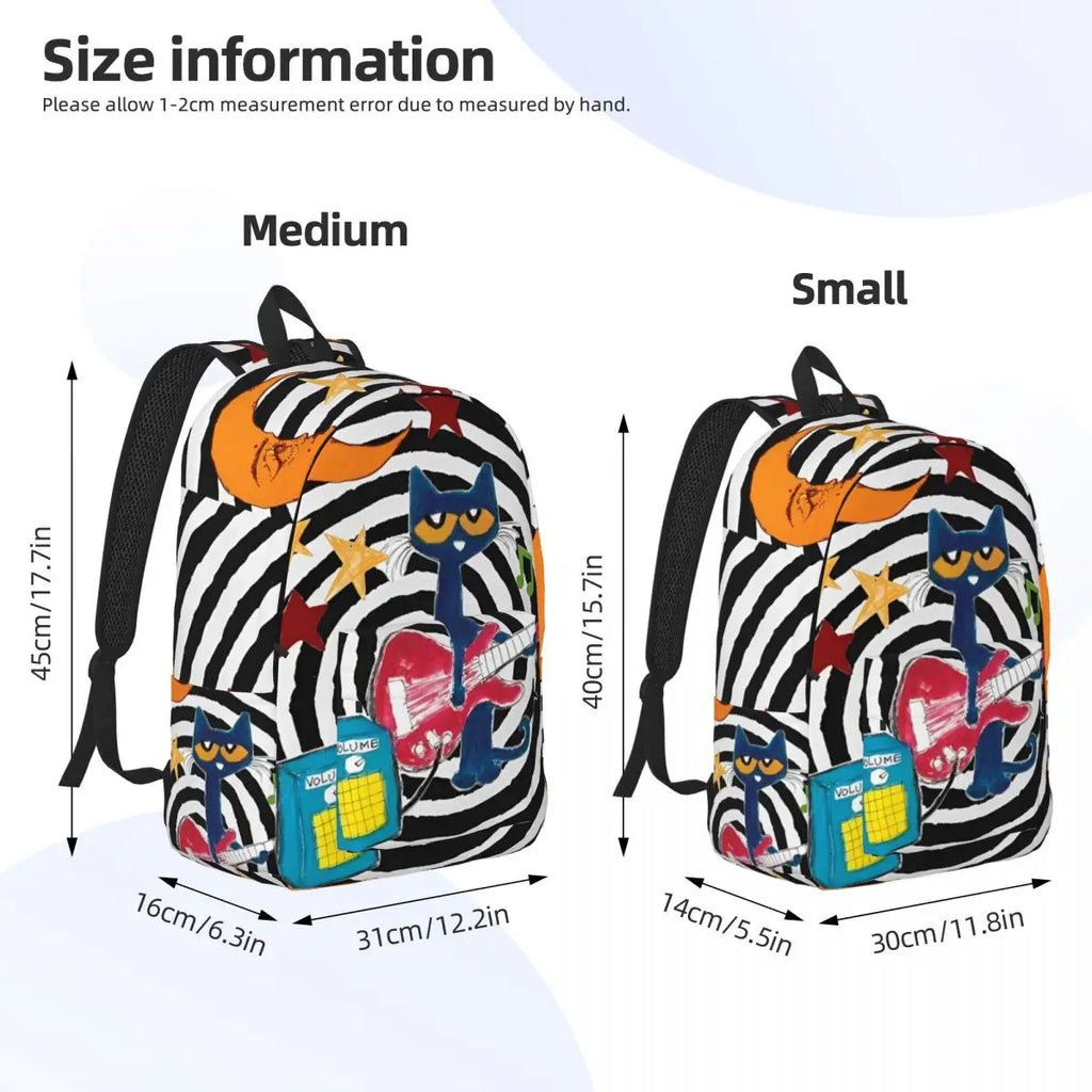 Pete the Cat Canvas Backpack – Cartoon Laptop Daypack for School & Travel
