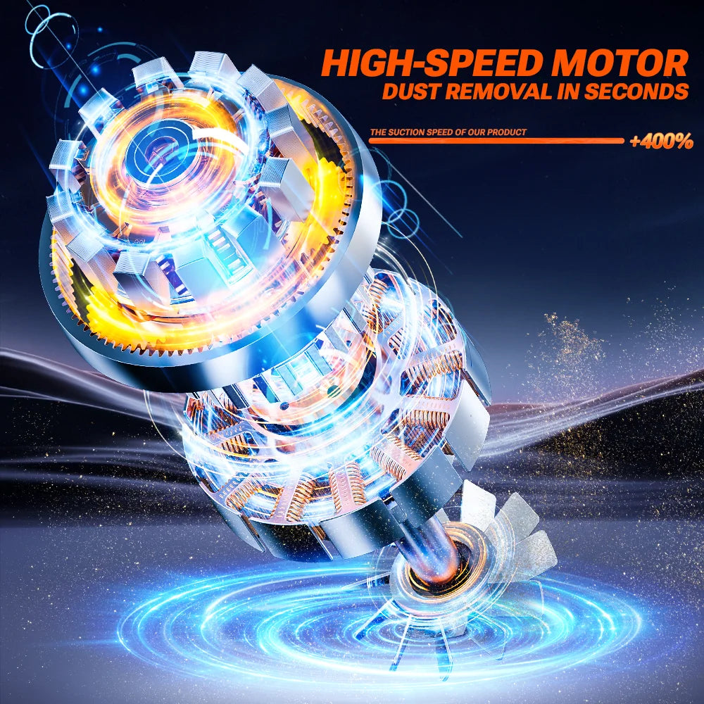 Cordless Car Vacuum & Blower – Detachable Battery & LED