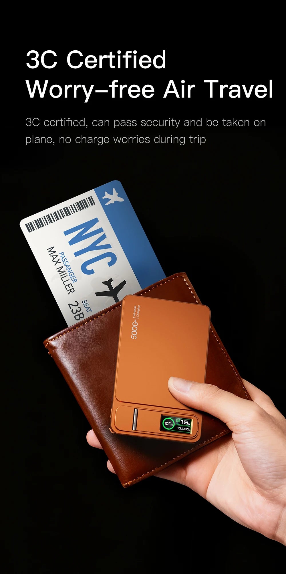 10000mAh Slim Power Bank — Lightweight Portable Charger for Everyday Carry