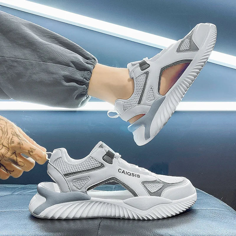 Breathable Mesh Lace-Up Sandals