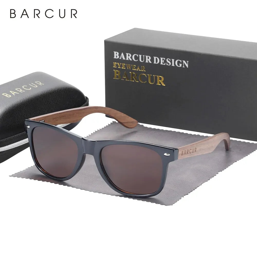 BARCUR Natural Wooden Polarized Sunglasses | Black Walnut UV400 Men's Eyewear