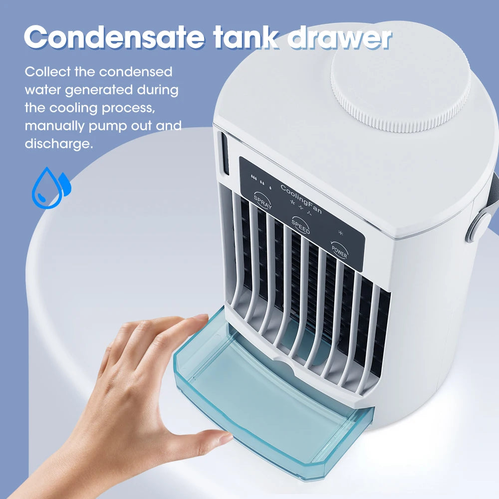 Portable Desktop Air Cooler Fan – Rechargeable Spray Mist Cooling for Home & Office