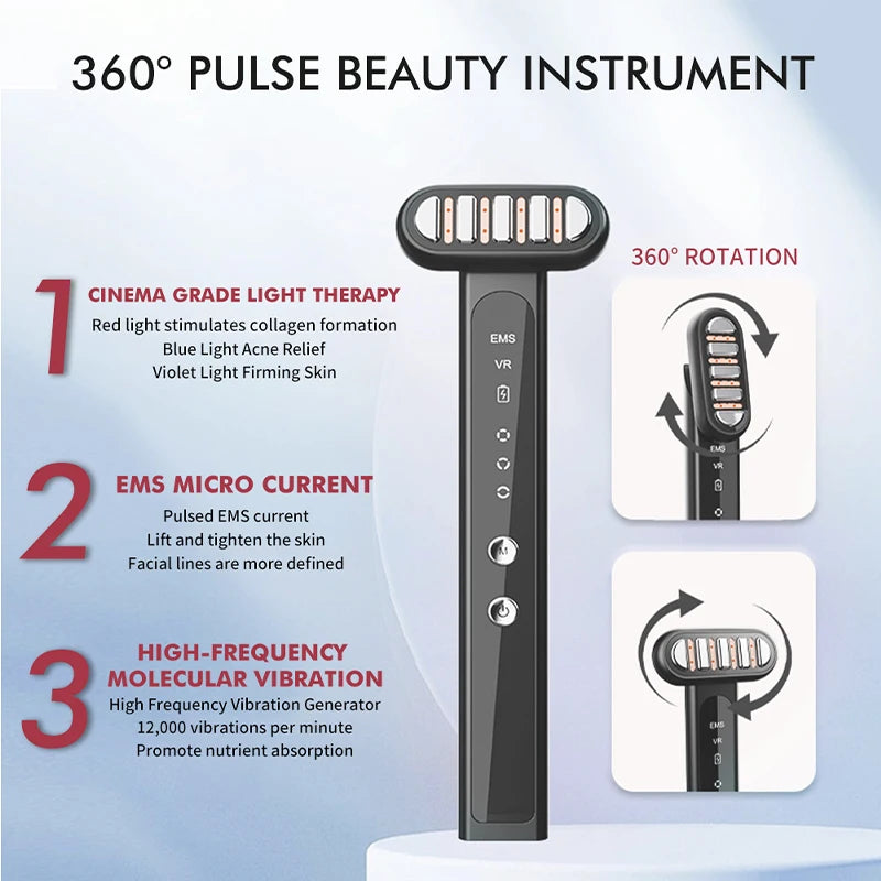 miitina Red Light Eye & Neck Massager Wand – EMS Anti-Wrinkle, Dark Circle & Skin Tightening Beauty Device