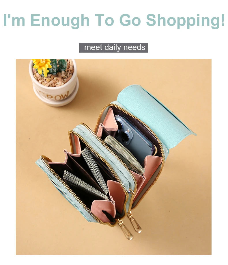 Women Crossbody Shoulder Bags Wallets Touch Screen Cell Phone Purse Soft Leather Strap Handbag for Female Luxury Messenger Bags