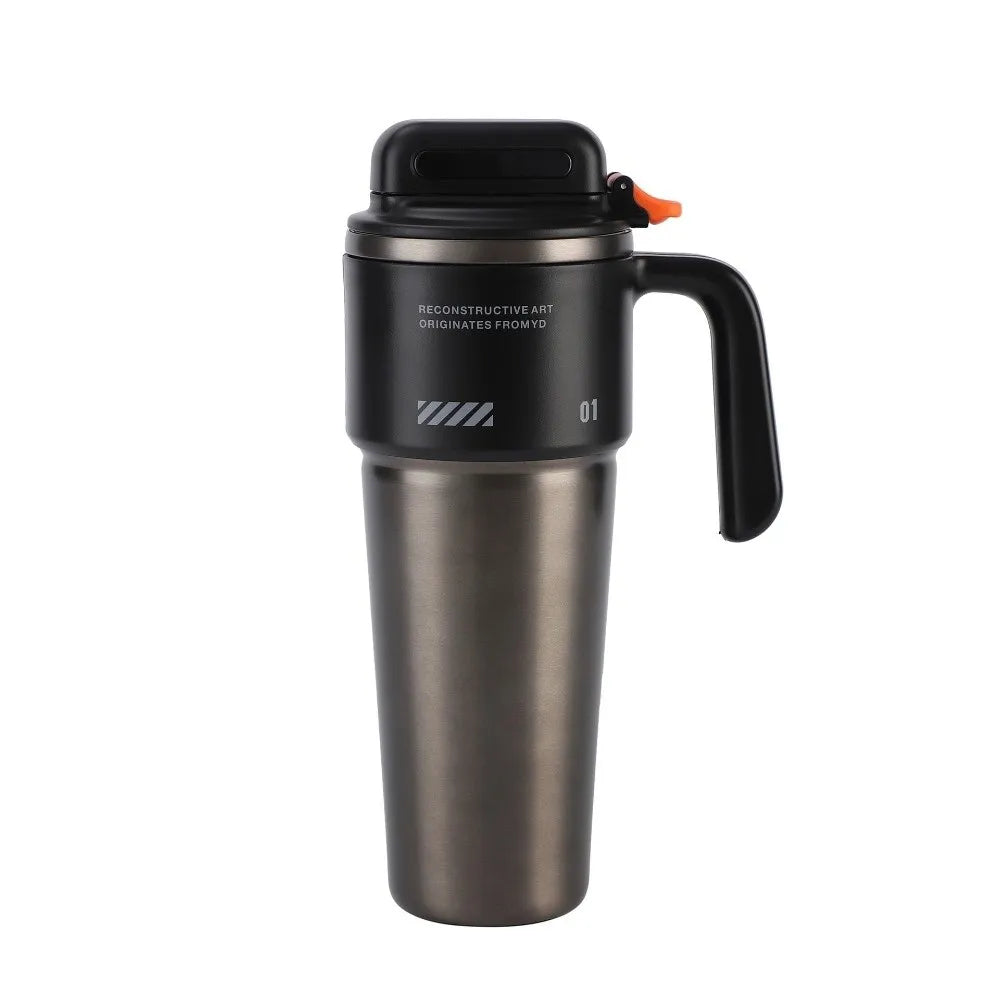 304 SS Insulated Car Tumbler with One-Click Lid & Built-In Straw – Food Safe, 27cm, Gray/Orange/White/Black