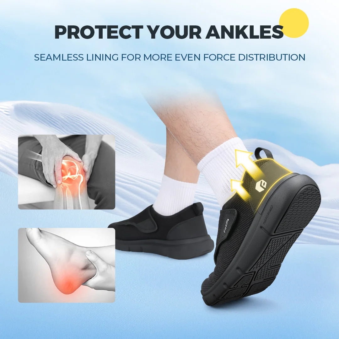 Men's Extra Wide Adjustable Diabetic Walking Shoes – Orthopedic Elderly Foot Pain Relief for Swollen Feet