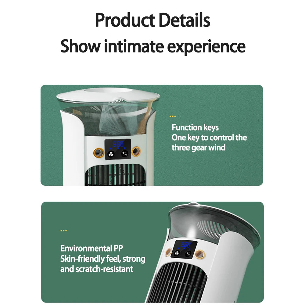 Mute Desktop USB Mini Air Conditioner Fan — Portable Water Mist Cooling Fan with Night Lamp & Humidifier