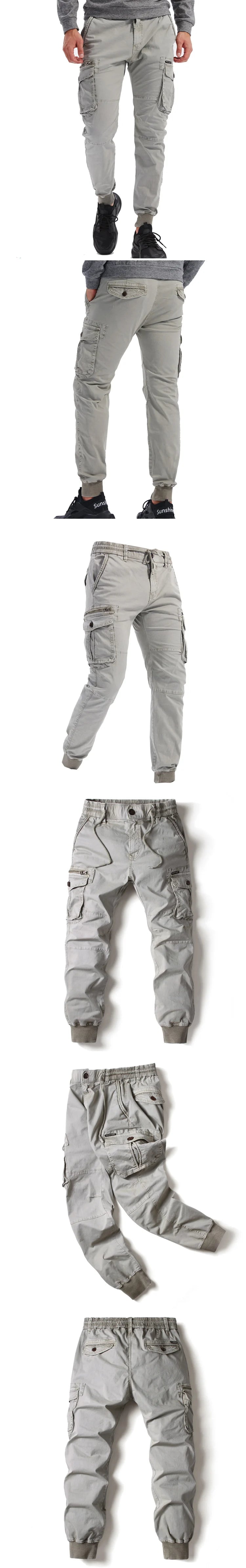 Men's Cotton Cargo Pants — Multi-Pocket Tactical Joggers in Khaki, Black & Army Green