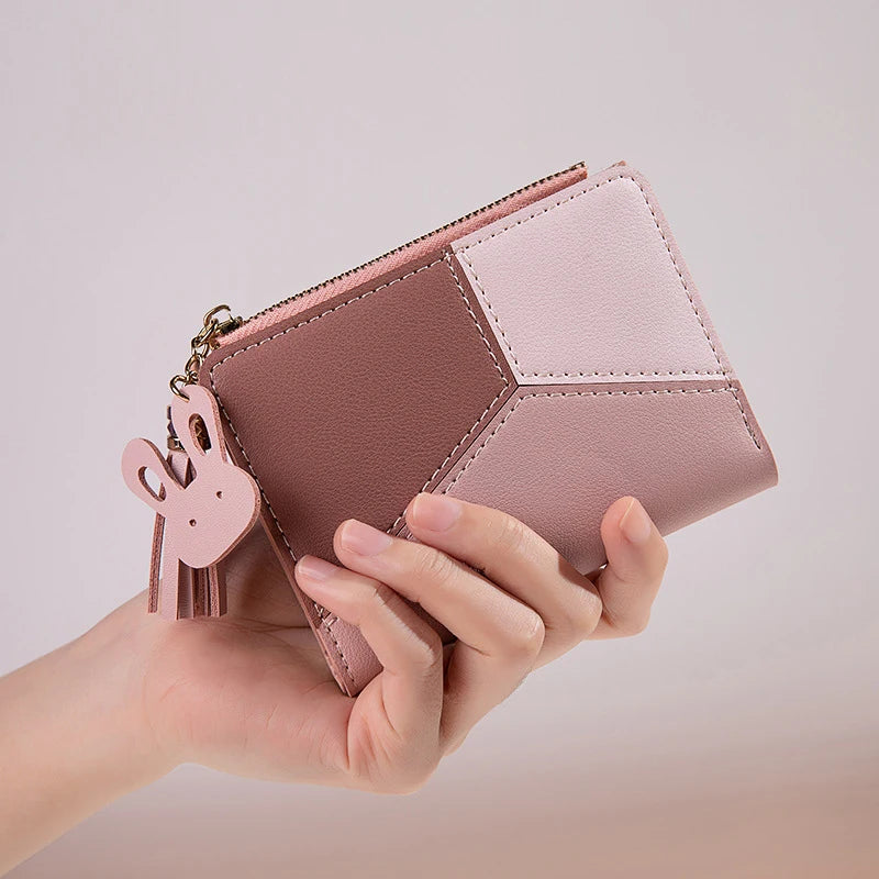 Women's PU Leather Wallet – Foldable Card Holder & Coin Purse for Ladies