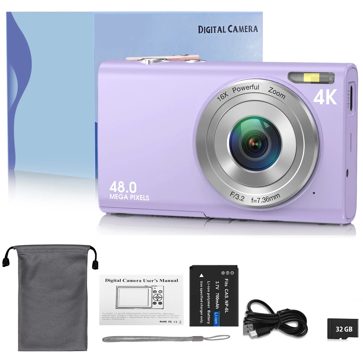 4K Digital Autofocus Vlogging Camera — 48MP with 2.8" Screen for Kids & Adults