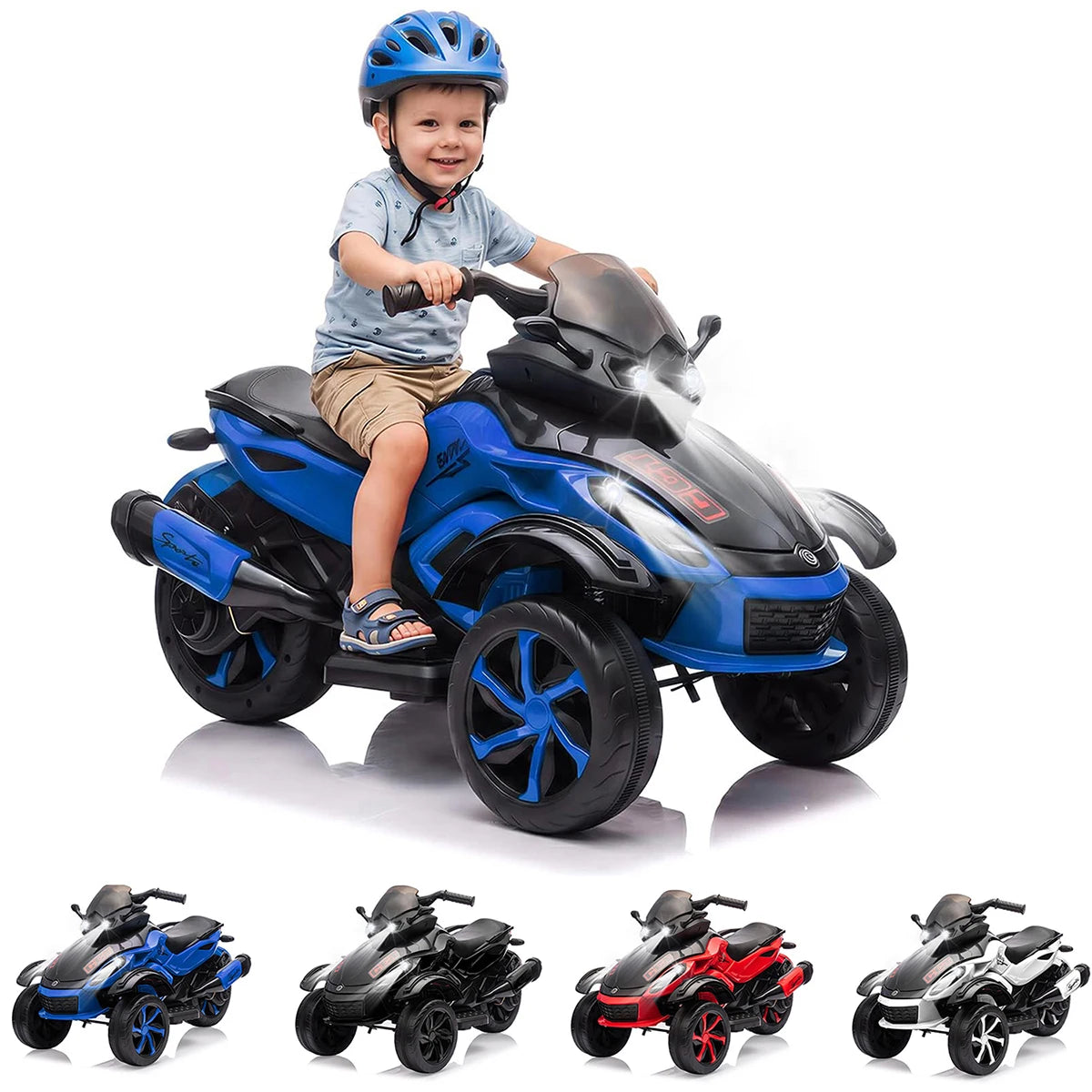 12V Kids Ride-On ATV – 3-Wheel Electric Toy with LED Lights